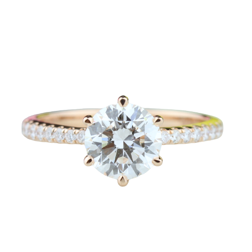 14k Yellow or White Gold 6-Prong Solitaire Semi-Mount Engagement Ring