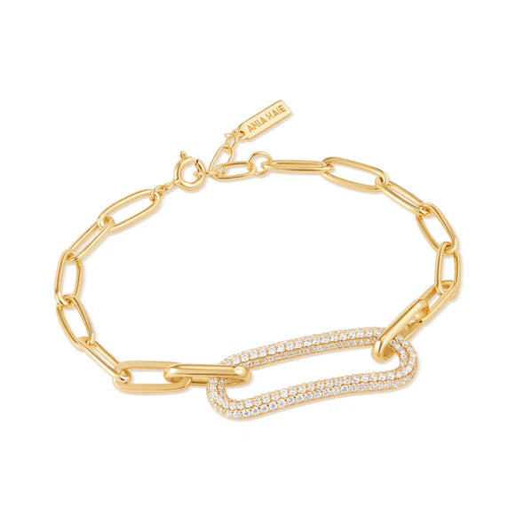 Pavé Link Bracelet in Gold