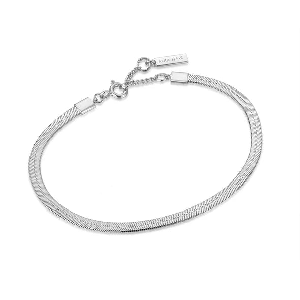 Flat Snake Chain Bracelet in Silver