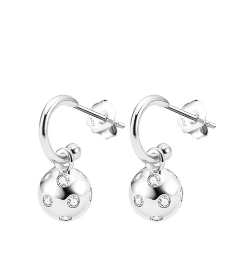 Pickleball Baby Belle Bling Hoop Huggie Silver Earrings, pickleball jewelry, pickle ball jewelry, pickleball jewelry, pickleball necklace, best pickleball gifts, pickleball for women