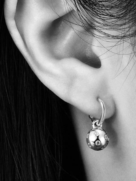 Pickleball Baby Belle Bling Hoop Huggie Silver Earrings