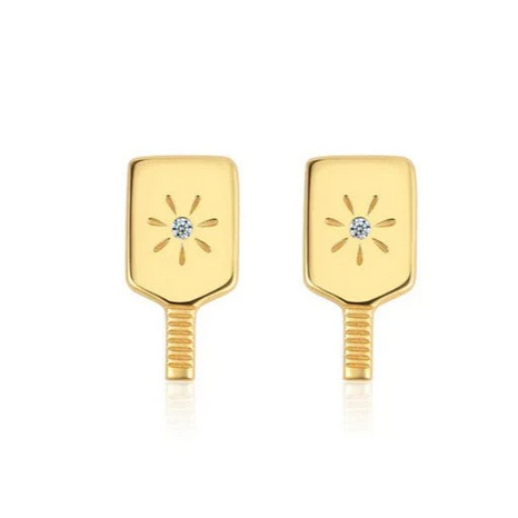 Pickleball Paddle Stud Earrings Gold, pickleball jewelry, pickle ball jewelry, pickleball jewelry, pickleball necklace, best pickleball gifts, pickleball for women