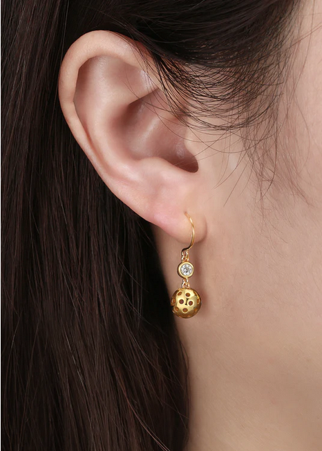Pickleball Baby Belle Drop Gold Earrings