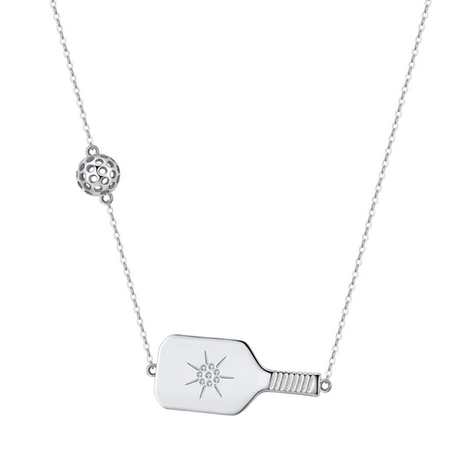 Pickleball The Dainty Dinker Starburst Mini Silver Necklace, pickleball jewelry, pickleball gifts, pickle ball,