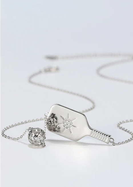 Pickleball The Dainty Dinker Starburst Mini Silver Necklace