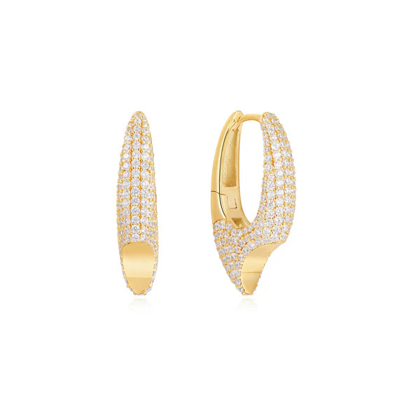 Zoom Gold Pavé Arrow Hoop Earrings