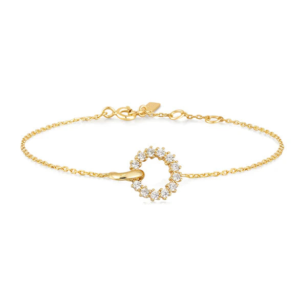 Interlinked Circles Pavé Bracelet in Gold
