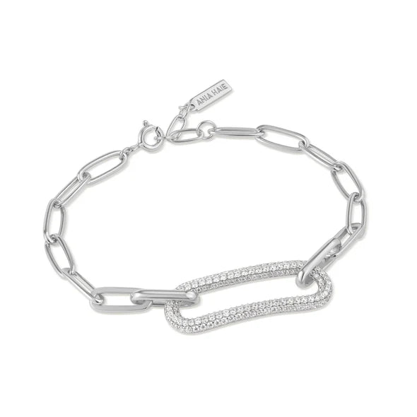 Pavé Link Bracelet in Silver