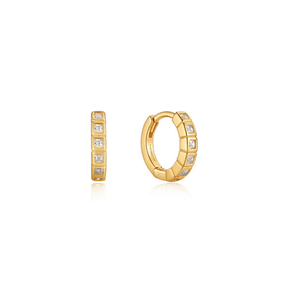 Glam Huggie Hoop Earrings in Gold