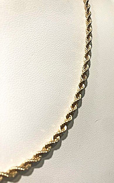 14KY 3MM ROPE CHAIN in various lengths
