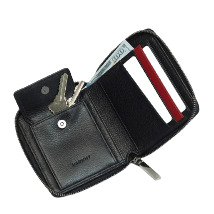 5 NORTH Compact Wallet in Black/ Gunmetal