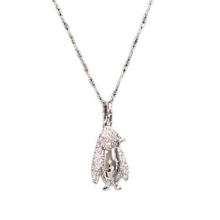 14K Diamond Penguin Pendant-Necklace