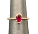 14K Oval Ruby and Diamond Ring