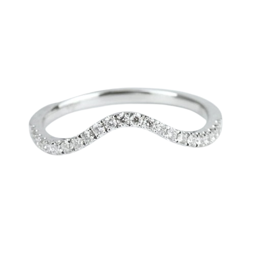 14K White Gold Contoured Diamond Band