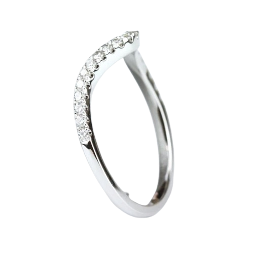 14K White Gold Contoured Diamond Band