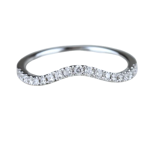 14K White Gold Contoured Diamond Band 1/5 ct.