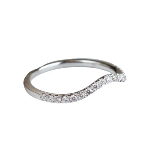 14K White Gold Contoured Diamond Band 1/5 ct.