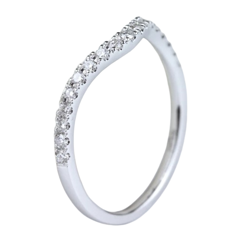 14K White Gold Contoured Diamond Band 1/5 ct.
