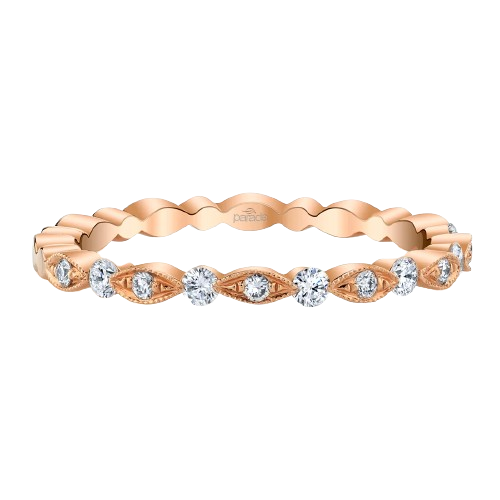 14k Yellow or Rose Gold Scalloped Diamond Band