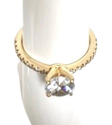 18KY Solitaire Semi-Mount Solitaire Engagement Ring w/ Thin Diamond Band