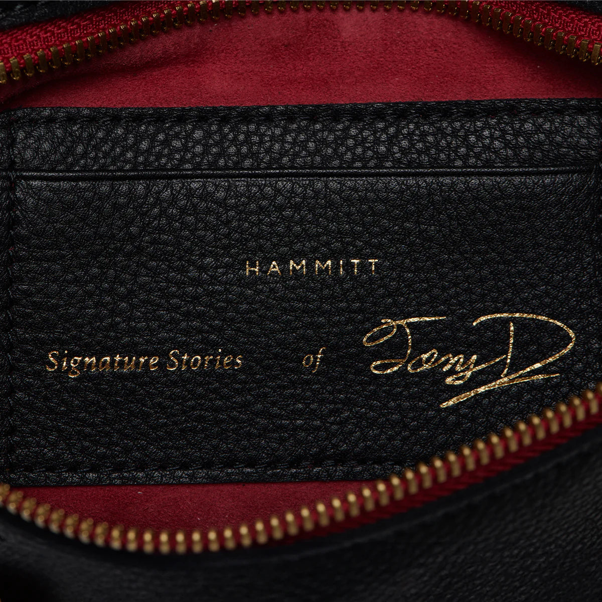 TONY SIGNATURE MED Handbag in Black/Gold with Red Zip