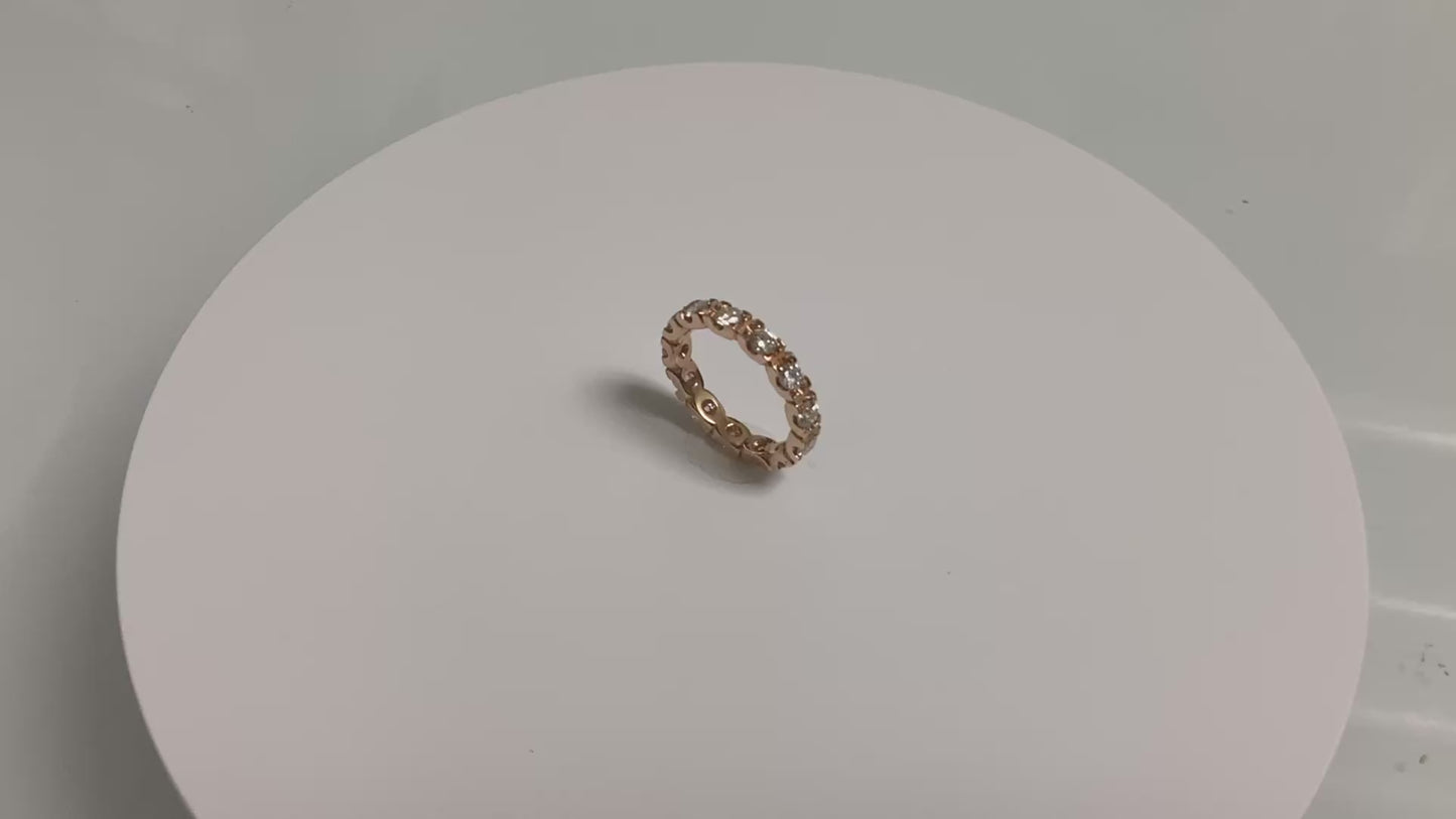 Load and play video in Gallery viewer, Custom Diamond Eternity Band – 14K Rose Gold, 1.60 CTW