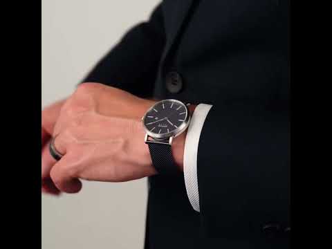 Load and play video in Gallery viewer, Unisex Classic Watch in Dark Blue/Silver with Milanese Band