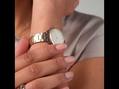 Load and play video in Gallery viewer, Ladies Ultra Slim Two-Tone Stainless Steel Watch