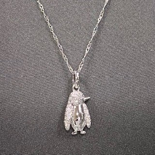 14K Diamond Penguin Pendant-Necklace