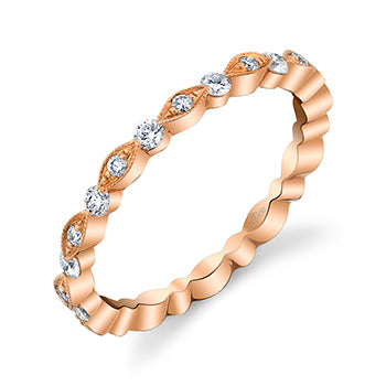 14k Yellow or Rose Gold Scalloped Diamond Band