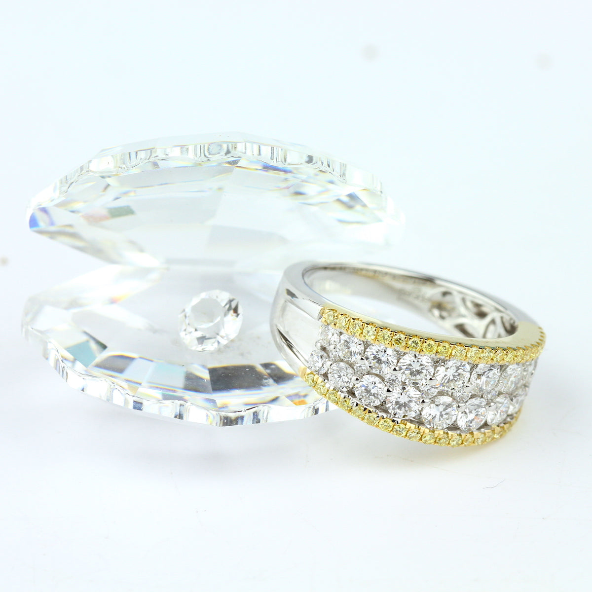 14k White & Yellow Gold Two-Tone Fancy Diamond Band