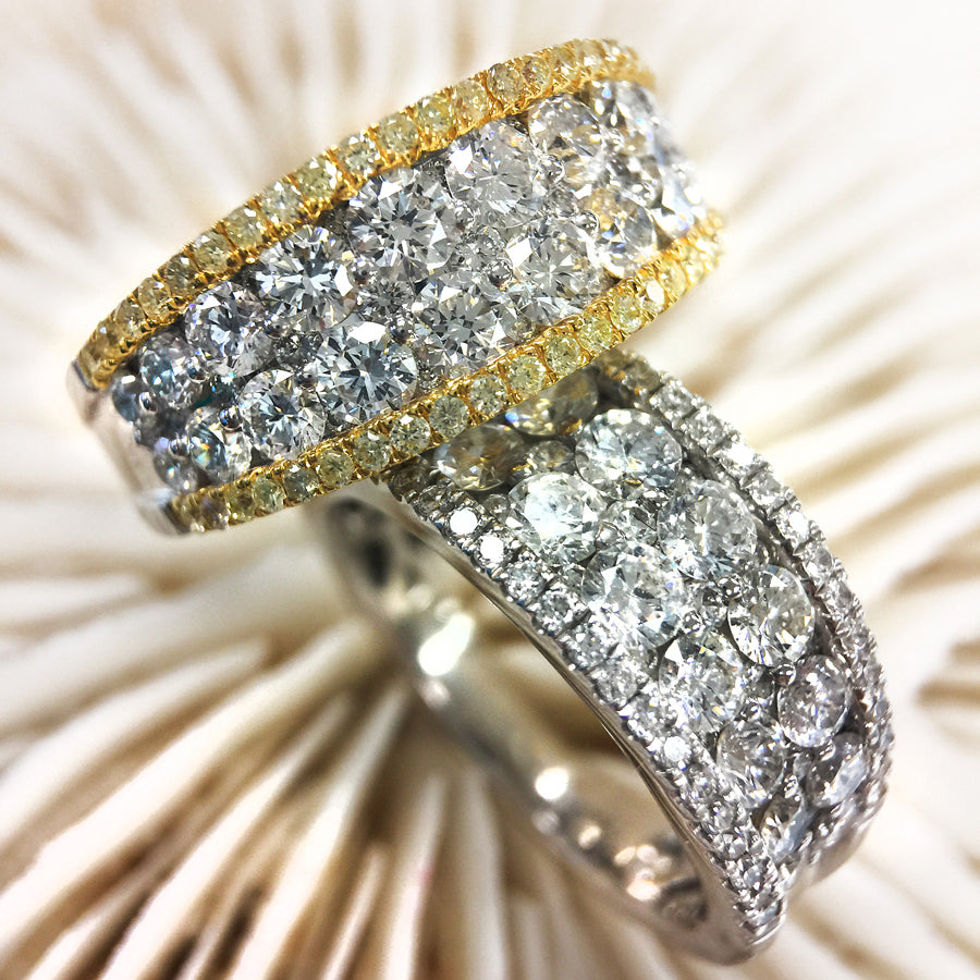 14k White & Yellow Gold Two-Tone Fancy Diamond Band