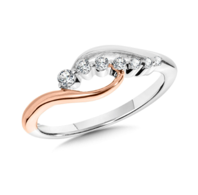 Two Tone Love Moments Infinity Journey Diamond Bypass Ring