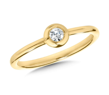 14K Yellow Gold Bezel Set .10ct Solitaire Diamond Ring