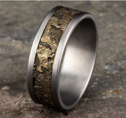 8mm STUD Tantalum Band with Bronze Wall Fracture Center