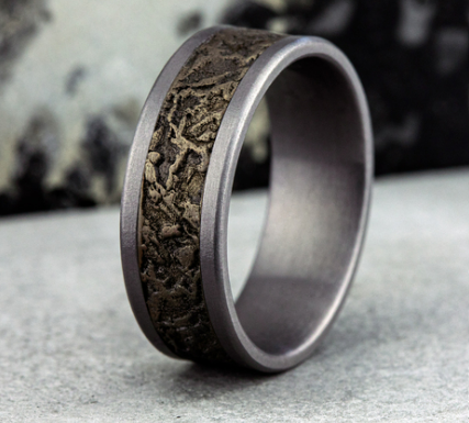 8mm Tantalum Band with Bronze Raised Fault Line Center