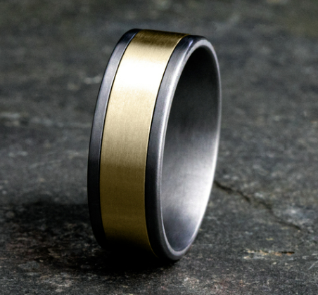 8mm DUKE Band in Tantalum/14K with Satin Center