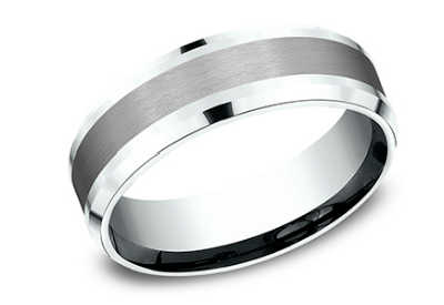 7mm DUKE 14KW Gold Band with Grey Tantalum Center/ Bevel Edges