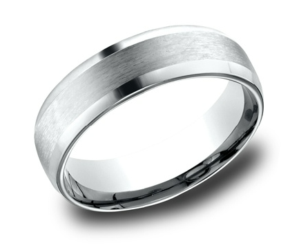 6.5mm 14K Gold Band with Satin Center/ Beveled Edges