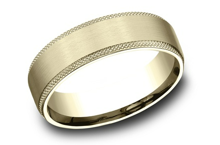6.5mm ROGUE Band in 14K with Satin Center/ Knurled Edge
