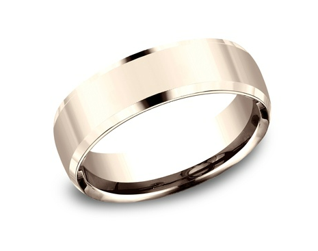 6.5mm 14KR Gold Band with Inverted Bevel Edges