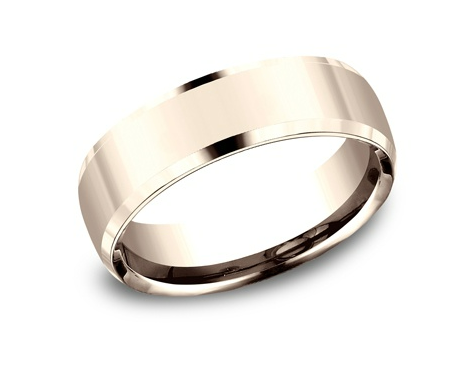 6.5mm 14K Comfort Fit Wedding Band w/ High Polished Inverted Bevel Edges