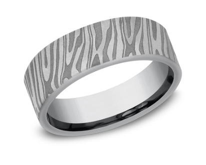 7mm TIGER STRIPE Flat Band in Tantalum