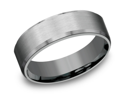 7mm NOBLEMAN Grey Tantalum Band with Beveled Edges