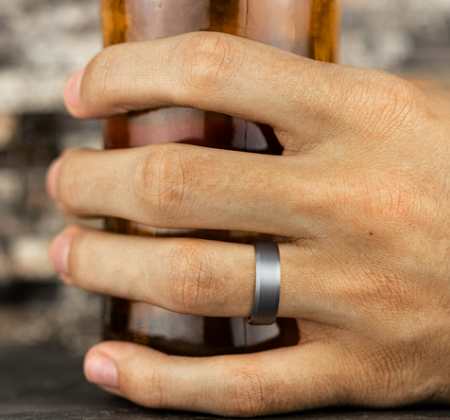 7mm NOBLEMAN Grey Tantalum Band with Beveled Edges