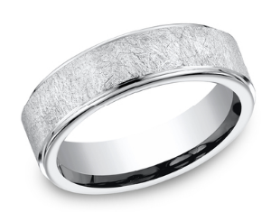 7mm Cobalt Comfort Fit Wedding Band w/ Swirl Finish & Polished Edges