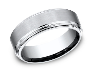 8mm Cobalt Comfort Fit Wedding Band w/ Satin Center& Polished Double Bevel Edges