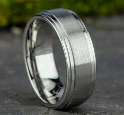8mm CADET Cobalt Chrome Band with Satin Center/ Double Bevel Edges