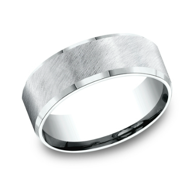 8mm CAESAR Cobalt Chrome Band with Diagonal Satin Finish/ Bevel Edges