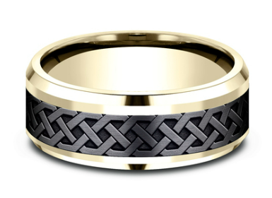 8mm ADARE Celtic Knot Band in 14KY/Black Titanium